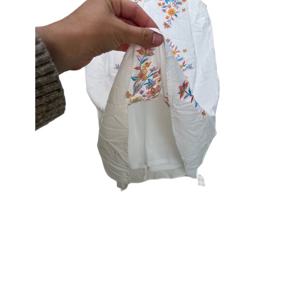 Savanna Jane Embroidery Halter Mini Dress Womens Small White Floral Boho Coastal - Picture 8 of 8